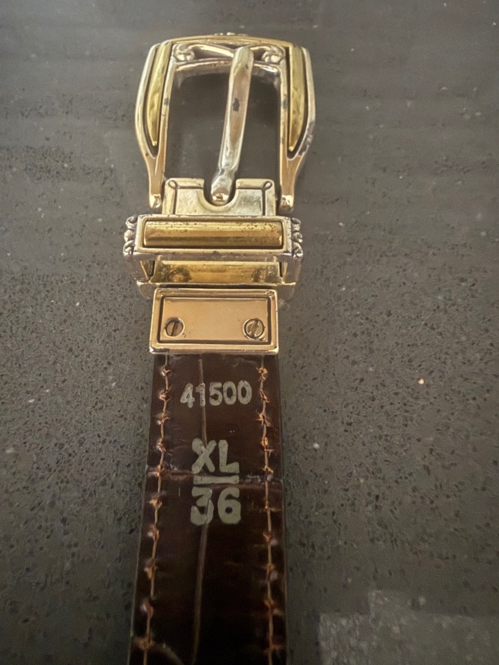 Vintage Brighton Two Tone Black and Brown croc reversible belt